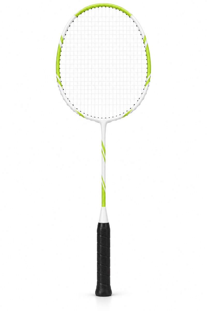 Generic white racket with lime accents (AI-generated sample)